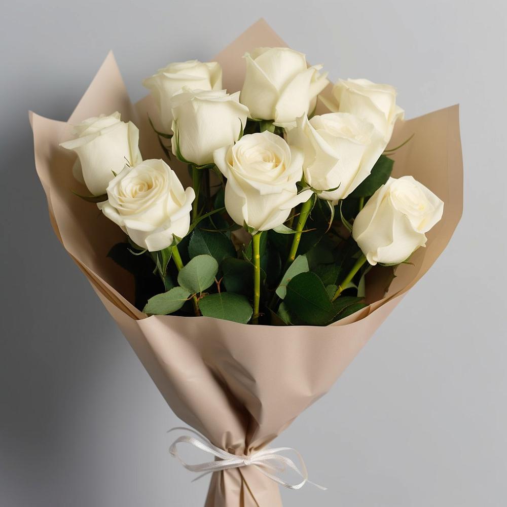 Букет 9 Белых роз Эдлесс Лав в Красноборске