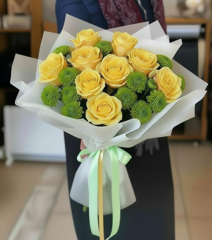 Букет цветов из: Хризантемы и Розы в Красноборске