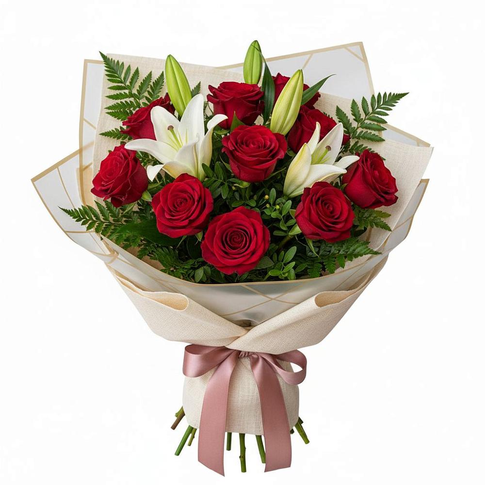 Букет цветов из: Лилии и Розы в Красноборске