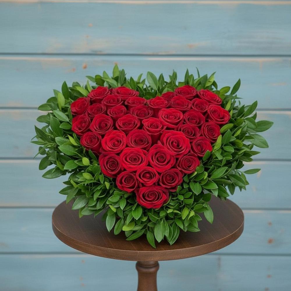 Цветочная композиция из Розы в виде сердца в Красноборске