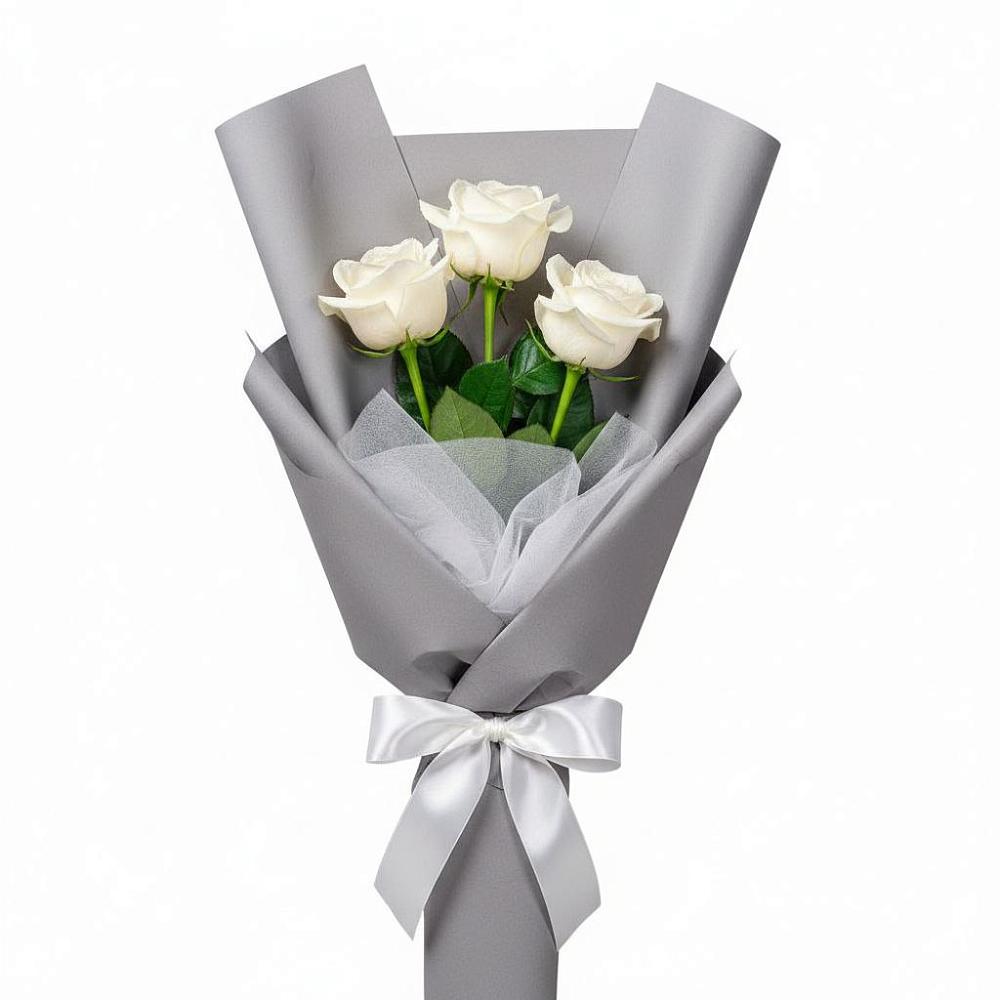Букет 3 белые розы в Красноборске