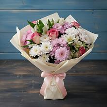 Букет цветов из:  Хризантемы, Альстромерии и Розы в Красноборске