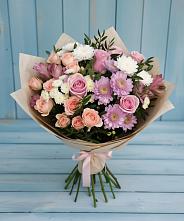 Букет цветов из:  Хризантемы, Розы и Альстромерии в Красноборске