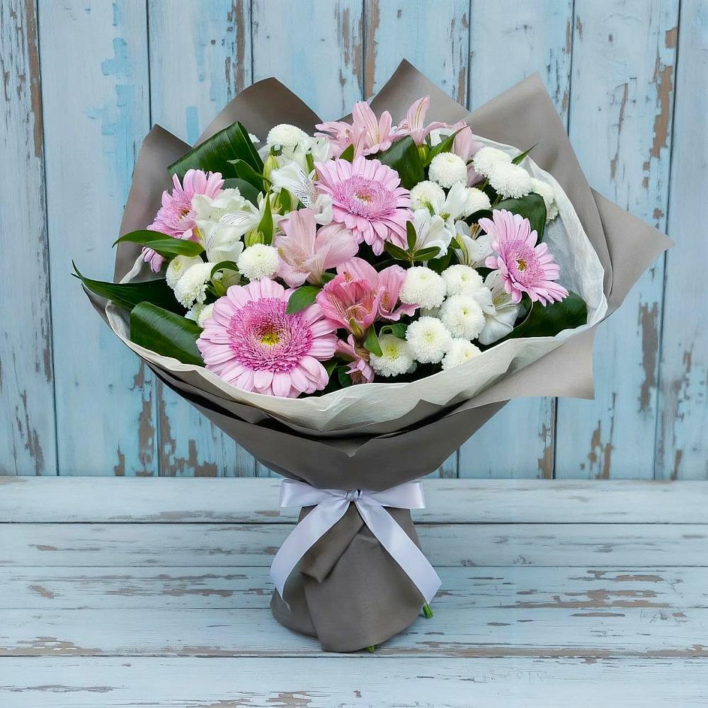 Букет цветов из: Герберы, Альстромерии и Хризантемы в Красноборске